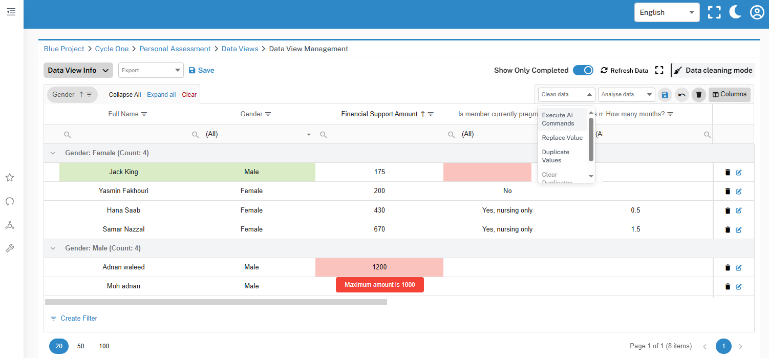 Home - Data Quality Screenshot